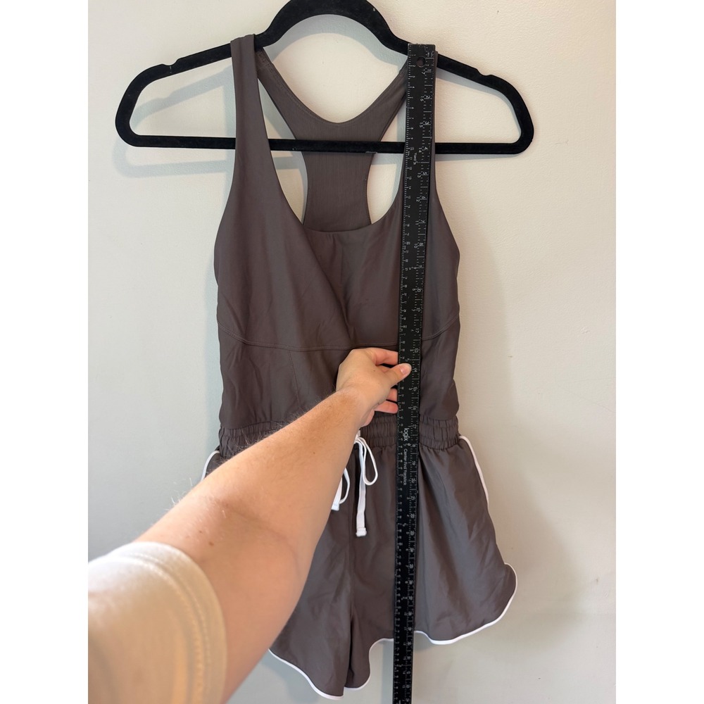 Fabletics Womens Brown Racerback Active Romper Cutout Back Athletic Shorts S - Picture 4 of 6